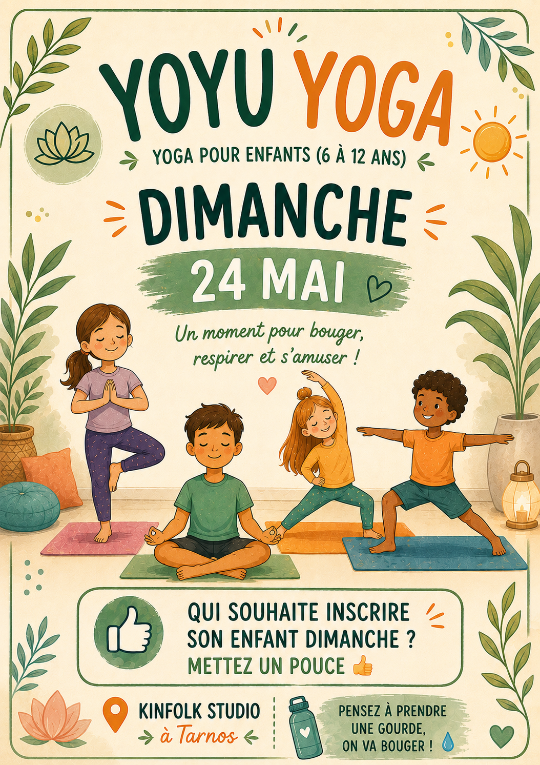 Yoga enfants dimanche Kinfolk Studio Tarnos